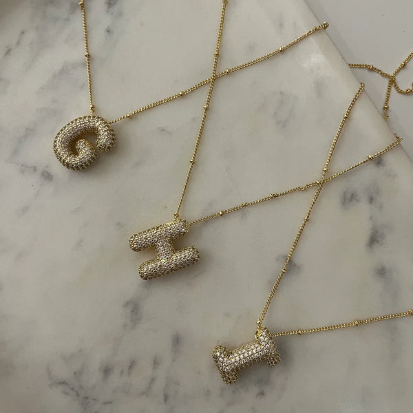 Diamond Studded Bubble Letters~ Necklace