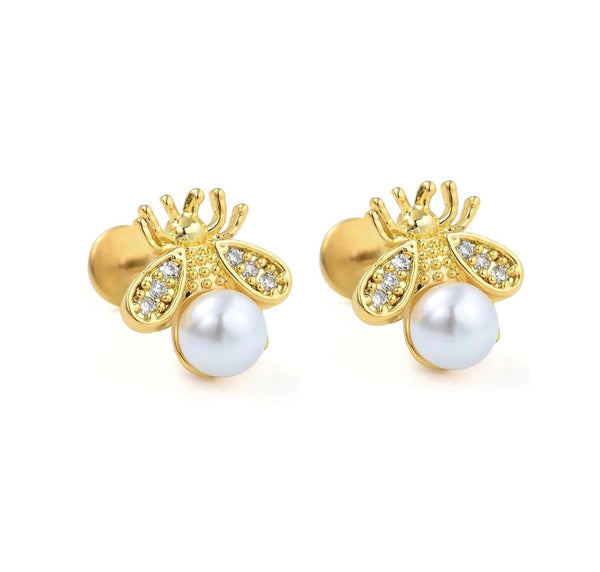 Pearl Bee Earring