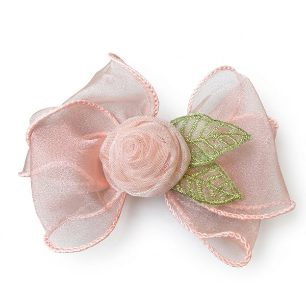Rose Organza Bow Hair Clip