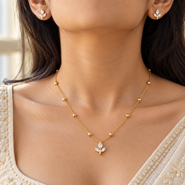 Tulip Necklace With Earrings