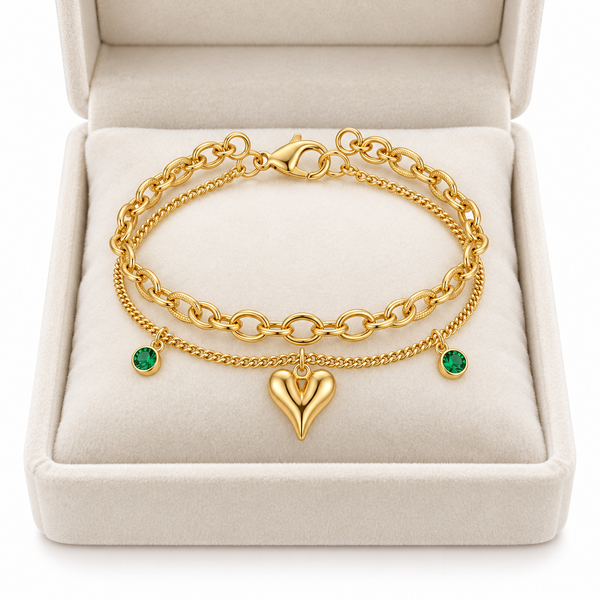 Dual Layer Heart Link Bracelet