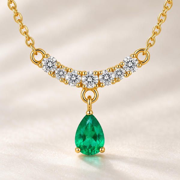 Cluster Emerald Drop Necklace
