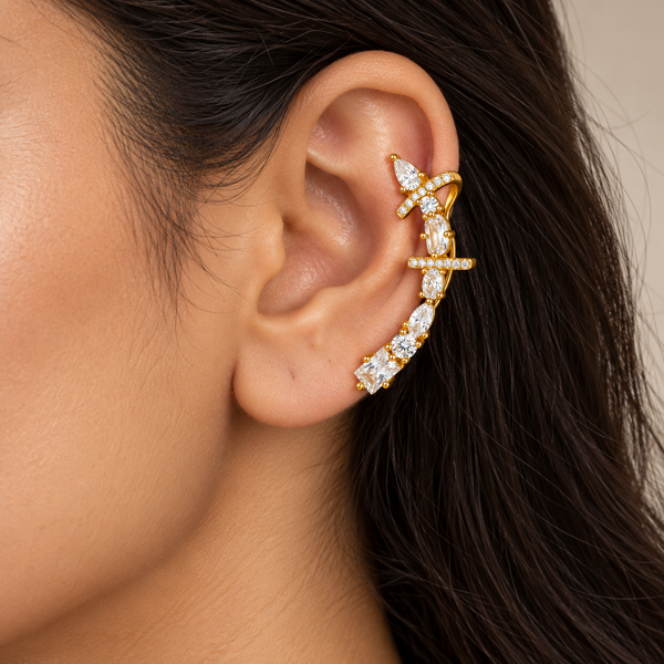Crystal Pear Drop Ear Cuff