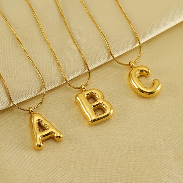 Viral Gold Bubble Letters Necklace
