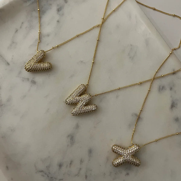 Diamond Studded Bubble Letters~ Necklace