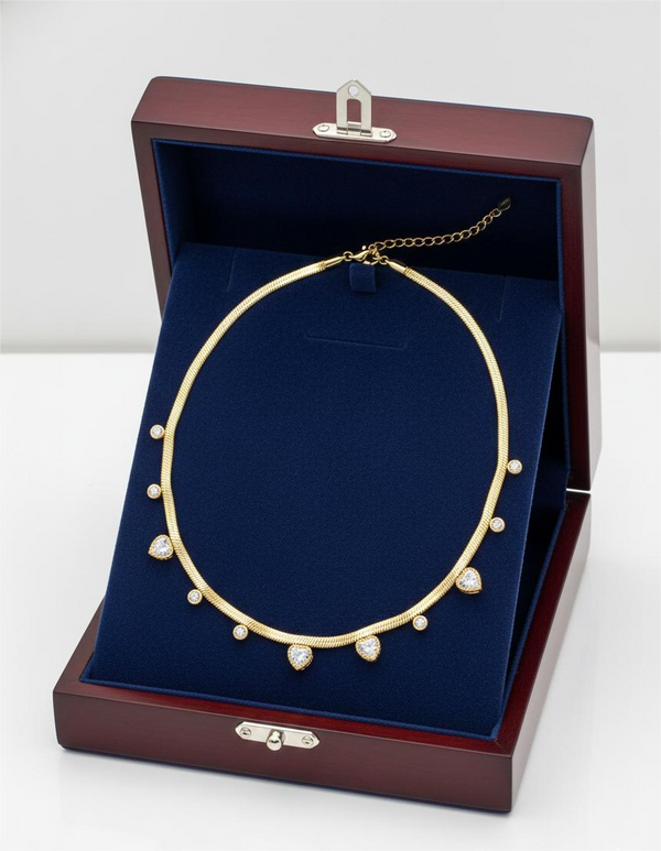 Dangle Motif Crystal Necklace