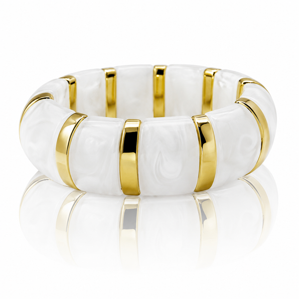 Resin Tube Stretchable Bracelet- White