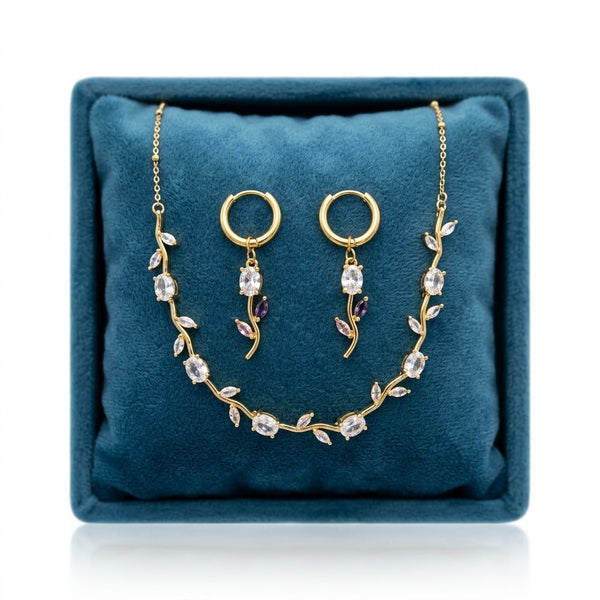 Crystal Tulip Necklace with Earrings