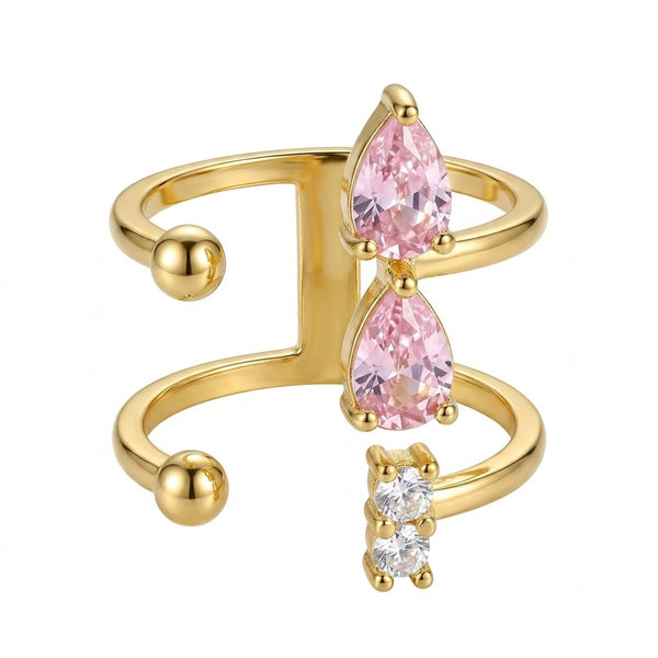Dual Band Pink Statement Ring