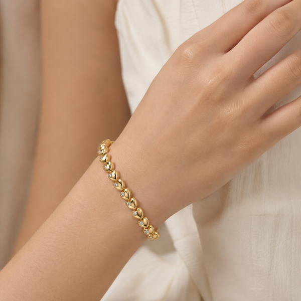 Diamond Stud Heart Link Bracelet