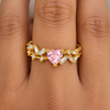 Lavi Heart Cross Studded Ring