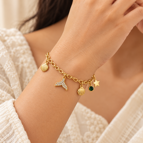Studded Fin Charms Bracelet