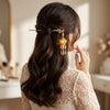 Close-up detail of the Orchid Fringe Lantern Hairpin hair clip