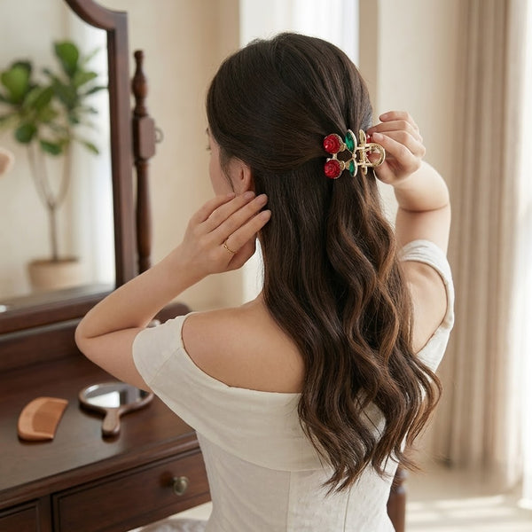 Shiny Cherry Mini Hair Claw hair claw clip – alternate angle