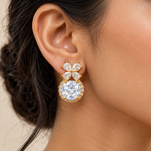 Ball Crystal Flower Earrings