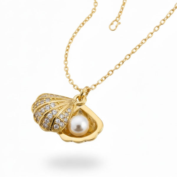 Open Shell Pearl Necklace