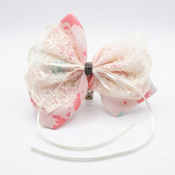 Tie Dye Lace Bow Clips