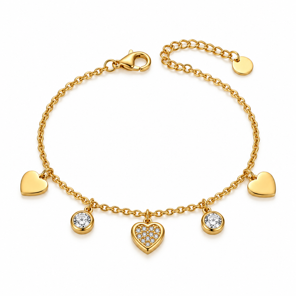 Studded Heart Dangle Chime Bracelet