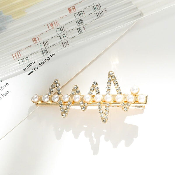 Stardust Rhythm Rhinestone Hair Clip hair barrette worn on model – styled for women