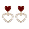 Halo Pearl Dual Heart Earrings
