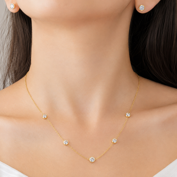 Crystal Charm Necklace with Earrings