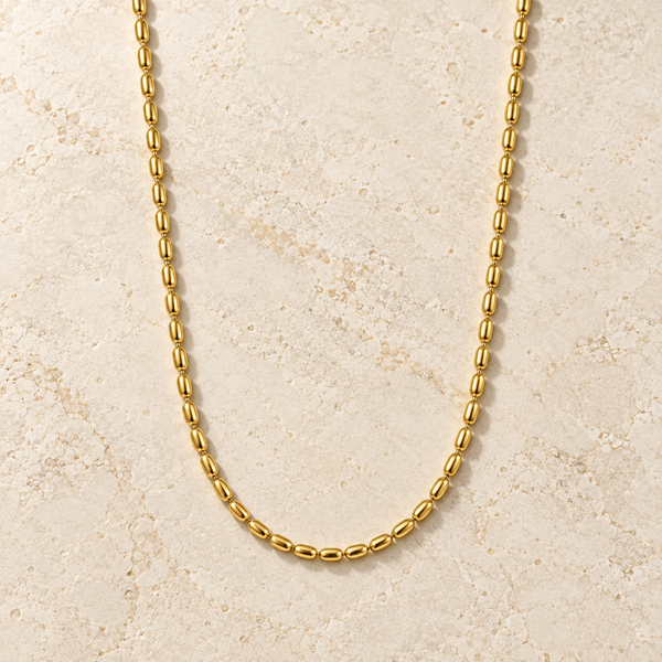 Barrel Beads Gold Chain