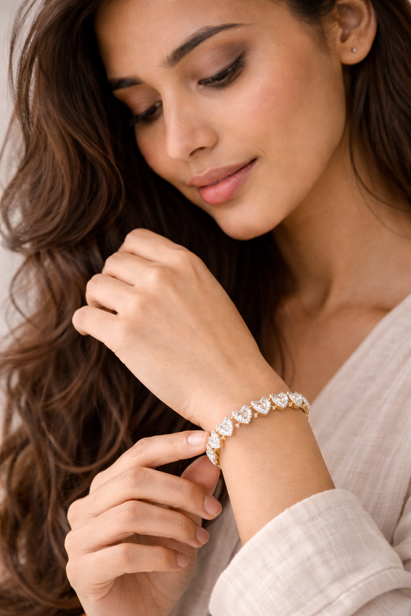 Stone Glass Heart Bracelet