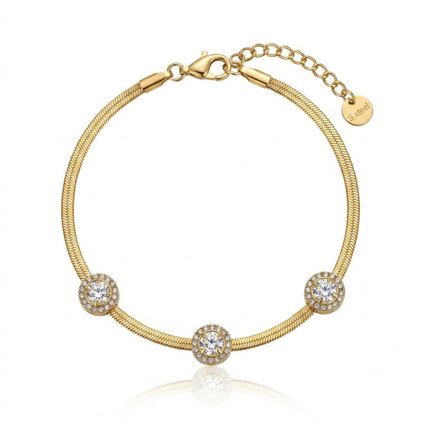 Crystal Disc Snake Chain Bracelet