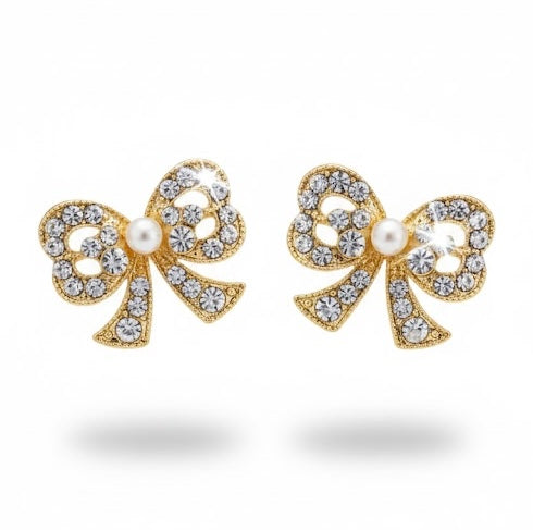 Mini Bow Pearl Earrings