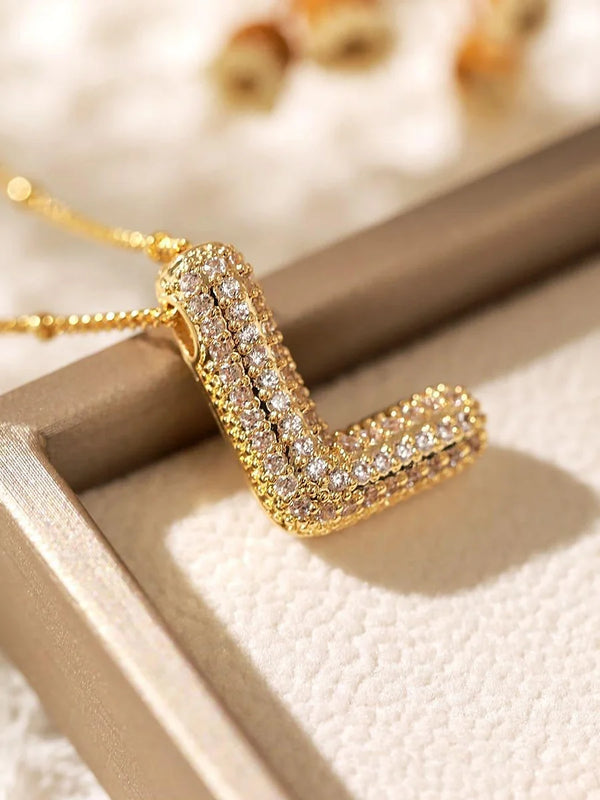 Diamond Studded Bubble Letters~ Necklace