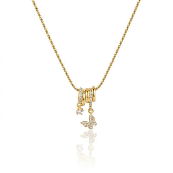 Crystal Butterfly Charm Necklace