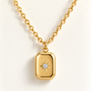 Gold Brick Studded Star Necklace