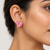 Pink Glazed Heart Earrings