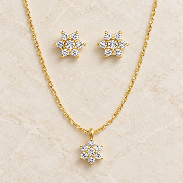 Star Bloom Necklace with Earrings