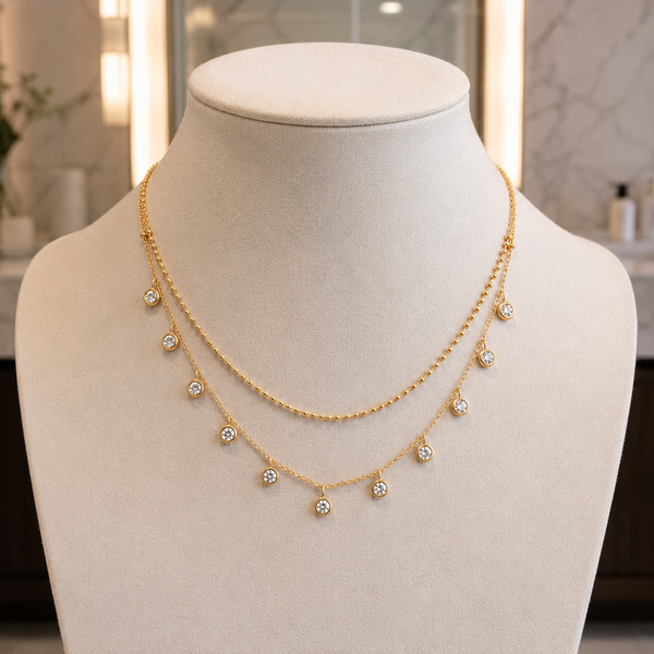 Dual Layer Circle Charm Necklace