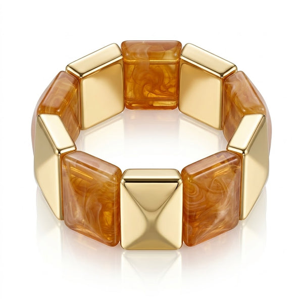 Marbel Pattern Acrylic Bracelet - Caramel