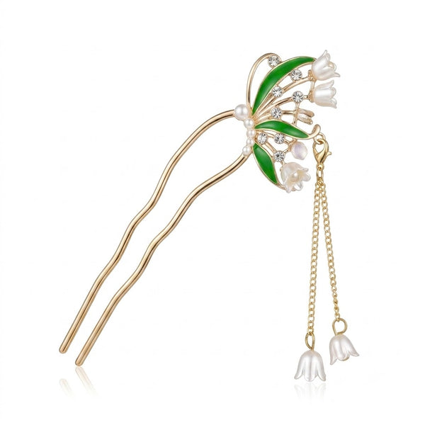 Close-up detail of the Lily of the Valley U Hair Pin hair clip