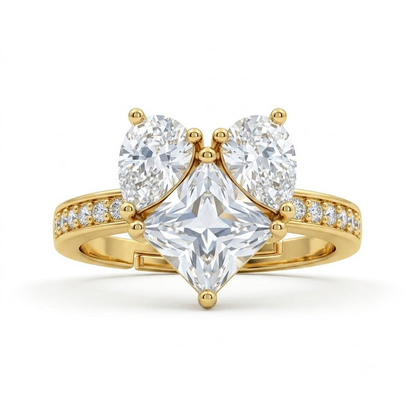 Bow Diamond Studded Ring