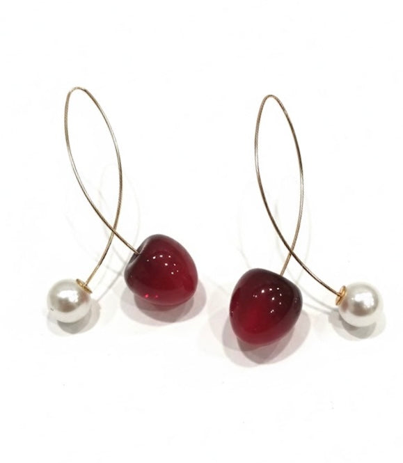 Pearl Cherry Drop Earrings