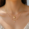 Dual Layer Gold Heart Charm Necklace