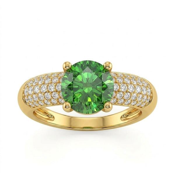 Emerald Gold Studded Diamond Ring
