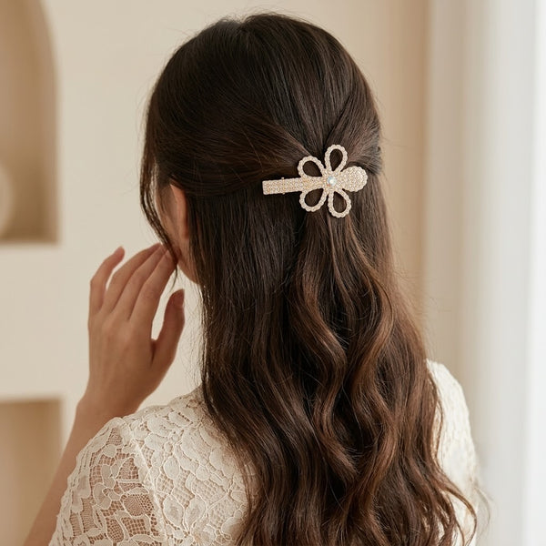 Rhinestone Studded Flower Hair Pin hair clip for women by Fix My Hairs