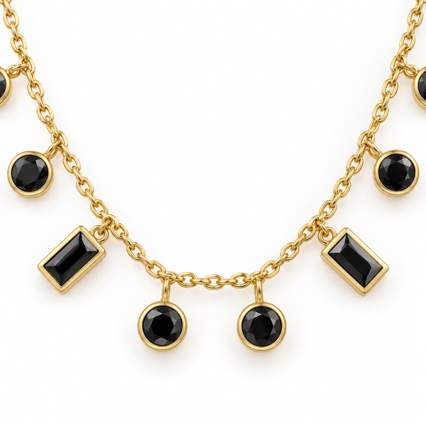Black Rectangle Chime Necklace
