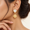 White Gold Clover Earrings