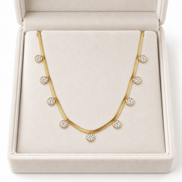 Disc Crystal Snake chain Necklace