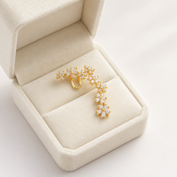 Crystal Flower Aura Ear Cuff