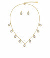 Teardrop Studded Chain Necklace with Earrings