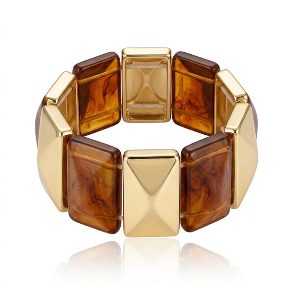 Marbel Pattern Acrylic Bracelet - Brown