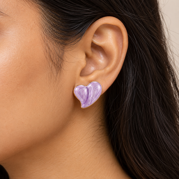 Glazed Purple Heart Earring