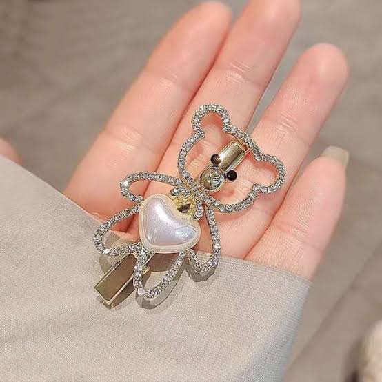 Rhinestone Studded Teddy Hair Pin hair clip for women by Fix My Hairs